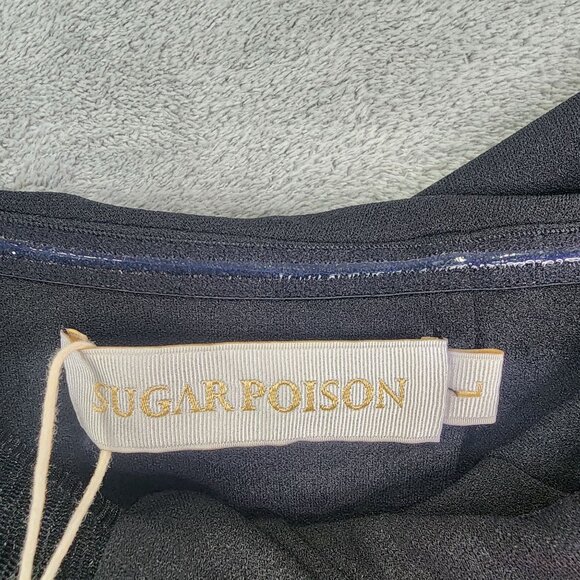 Womens Sugar Poison Off-Shoulder Black Jumpsuit Slim Fit Elegant Design Size L - Picture 4 of 12